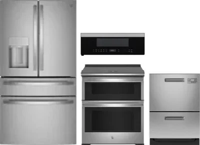 4 Piece Package Includes Refrigerator, Range, Microwave And Dishwasher